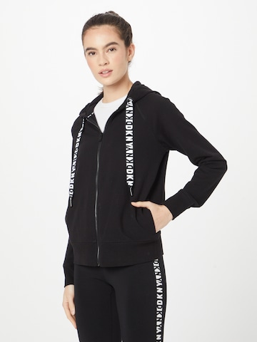 DKNY Performance Athletic Zip-Up Hoodie in Black: front