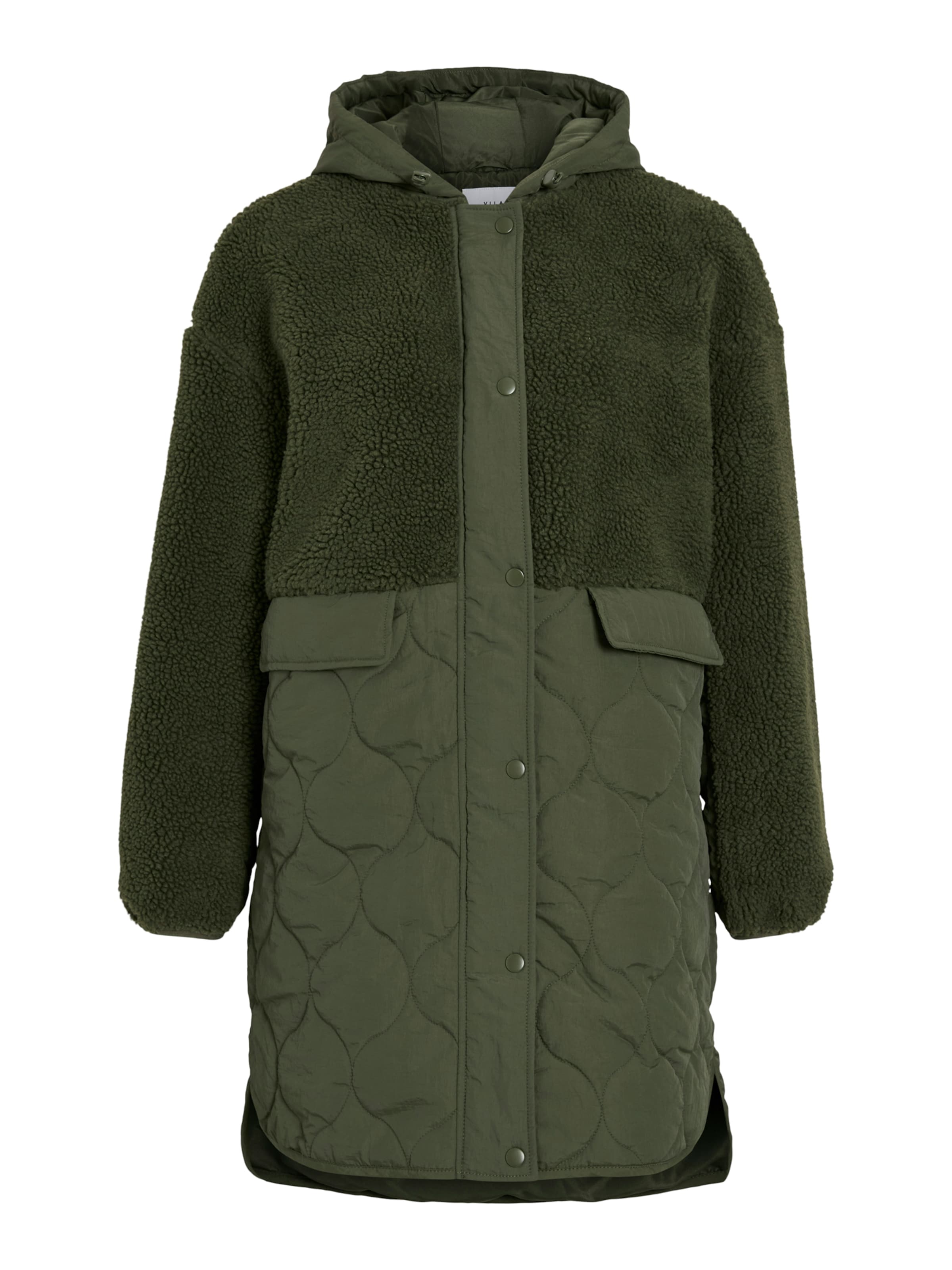 VILA Between-Seasons Coat in Green: front