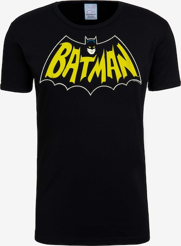 LOGOSHIRT Shirt 'Batman - Fledermaus' in Black: front