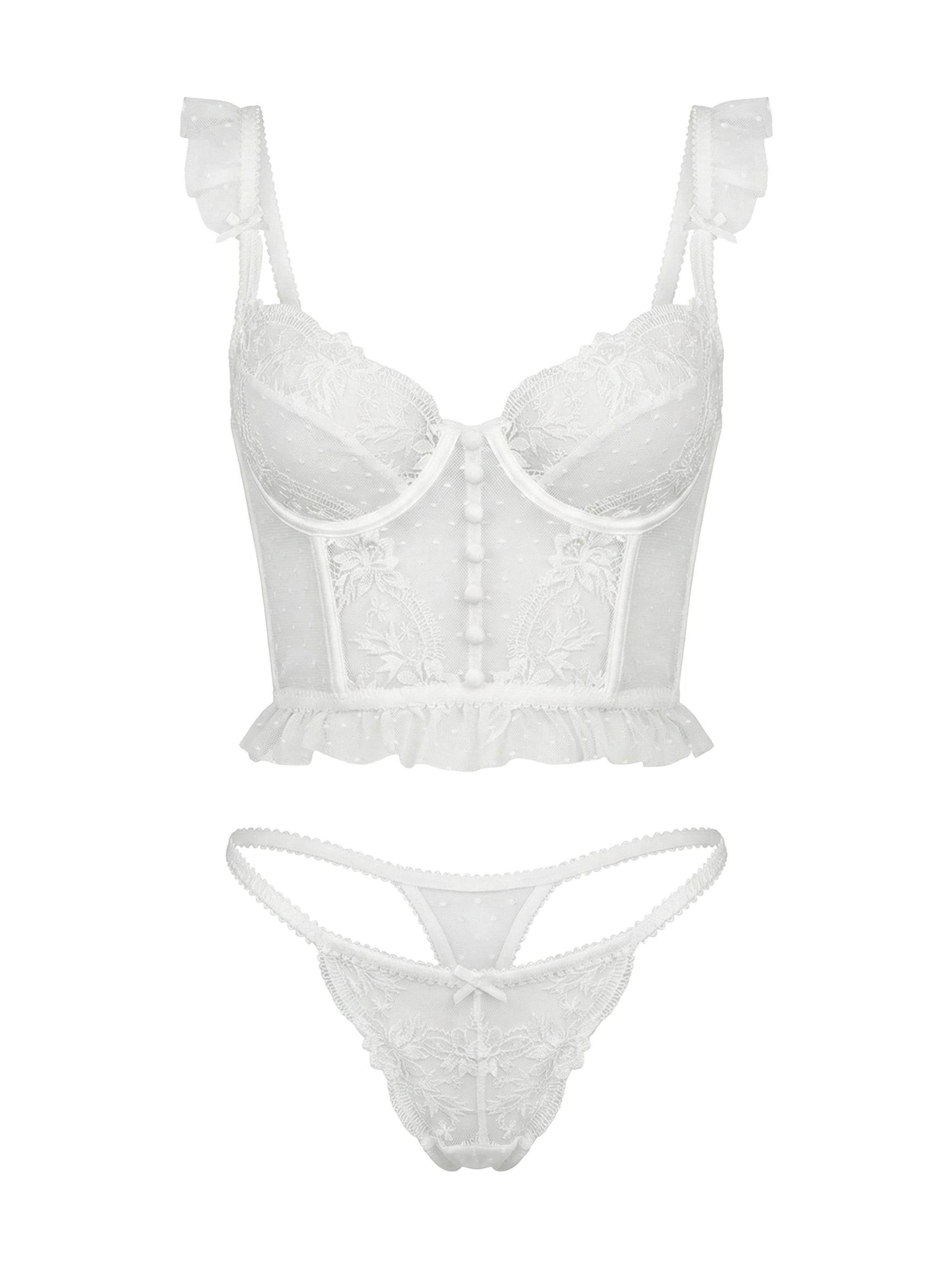 L.BEV Balconette Wäsche-Sets 'Sogno Bianco Set' in Weiß: Vorderseite