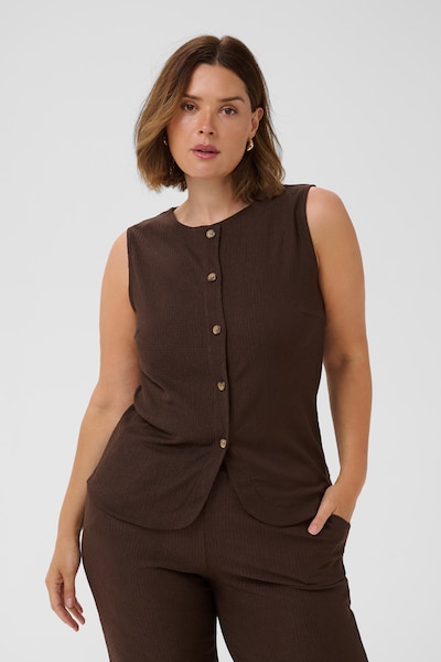 KAFFE CURVE Colete 'KCkristin' em 5XL-6XL em castanho escuro, Vista do artigo