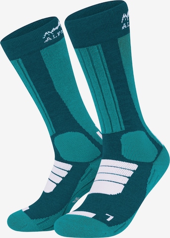 Alpenwert Kniestrümpfe 'Skisocken Merino' in Blau: Vorderseite