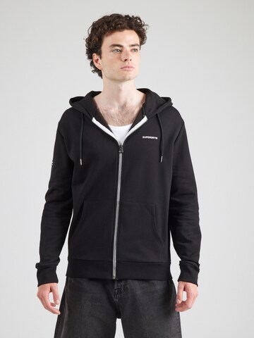 Superdry Zip-Up Hoodie in Black: front