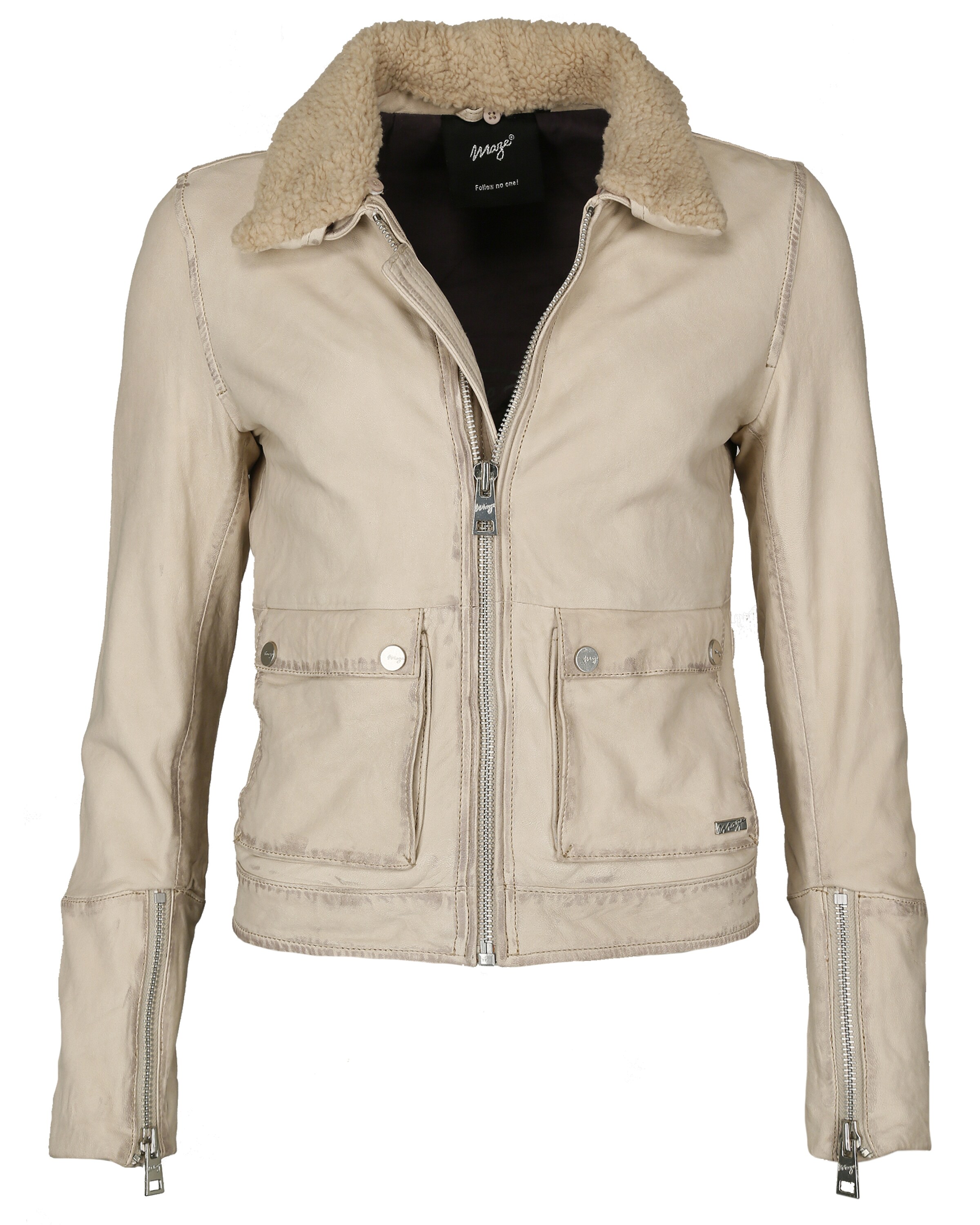 Maze Lederjacke in Beige: Vorderseite
