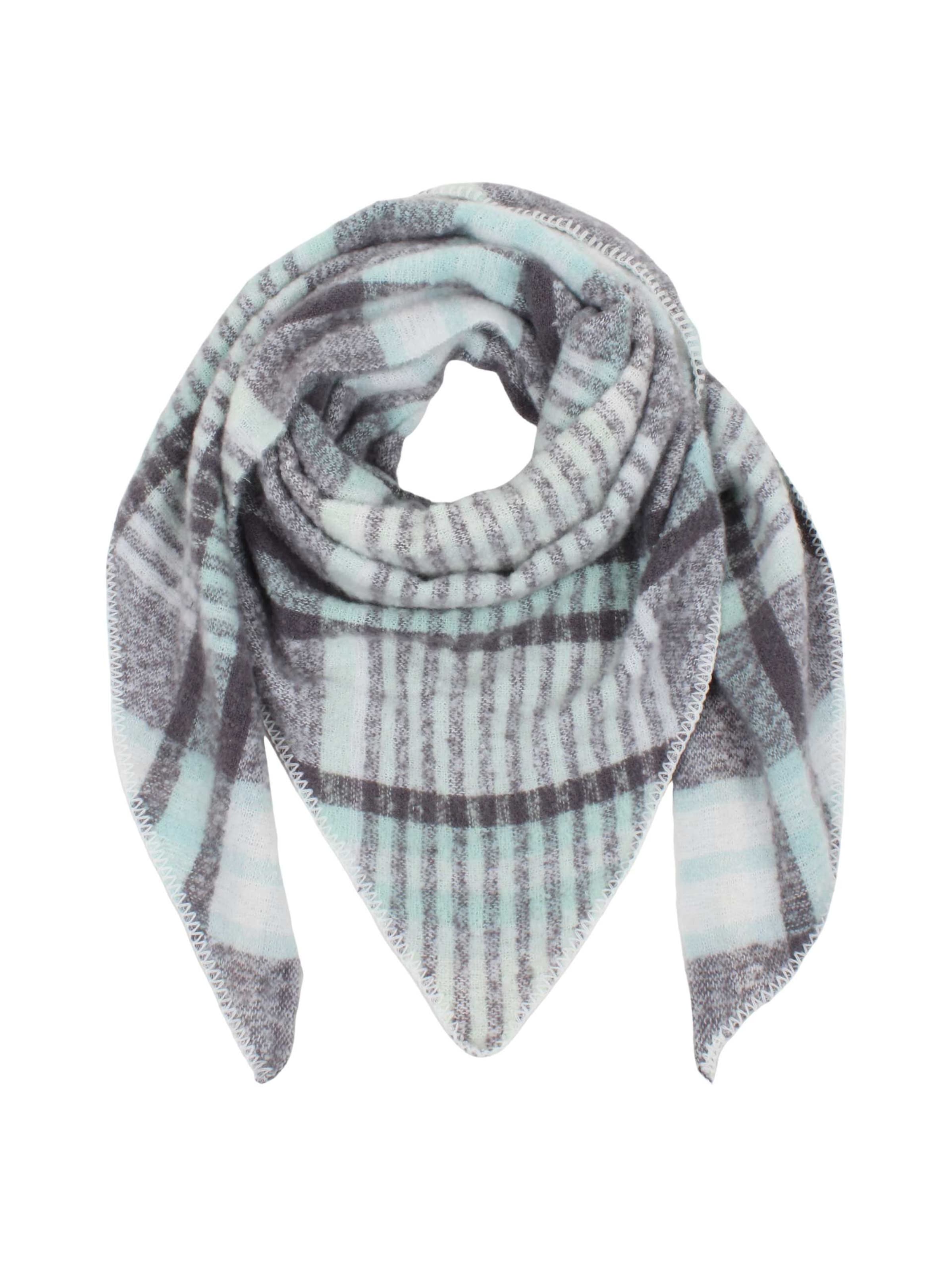 SAMAYA Superflauschiges Webdreieck Schal in rustikaler Boucle-Optik in Grau: Vorderseite