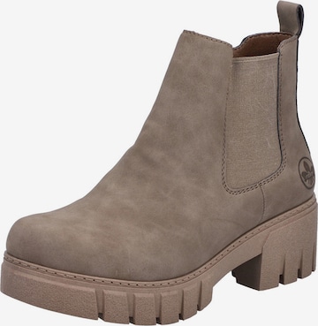 Ghete chelsea de la Rieker pe bej: față