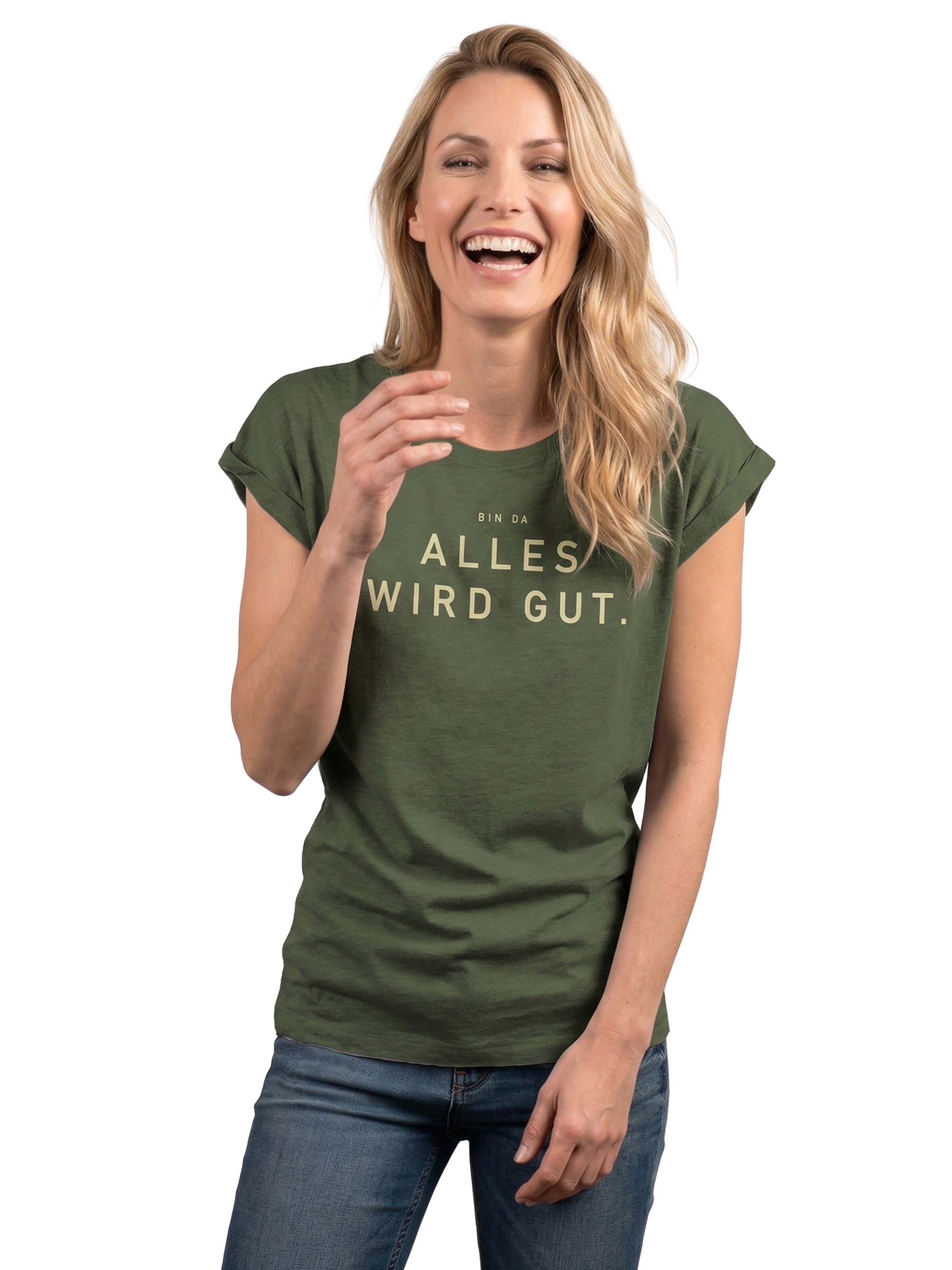 MAKAYA Shirt 'Bin da alles wird gut' in Green