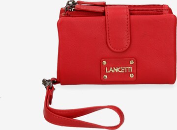 Portamonete 'Portafoglio donna Lancetti vera pelle con bottone pressione e tracolla' di Lancetti in rosso: frontale
