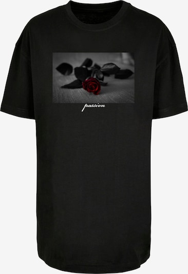 Mister Tee Shirt 'Passion Rose' in grau / weinrot / schwarz / weiß, Produktansicht