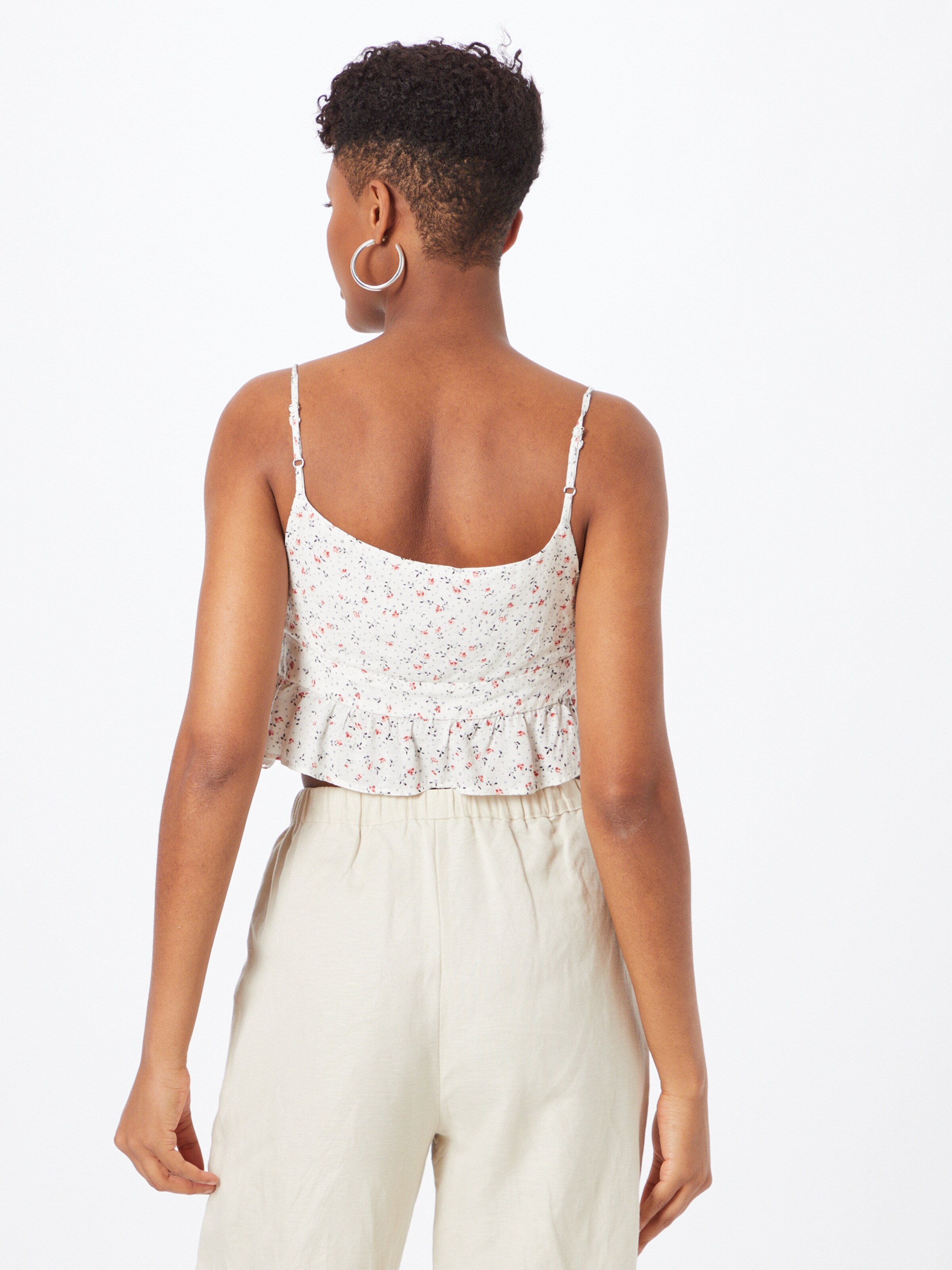 Bardot Top Mini Ditsy in White ABOUT YOU