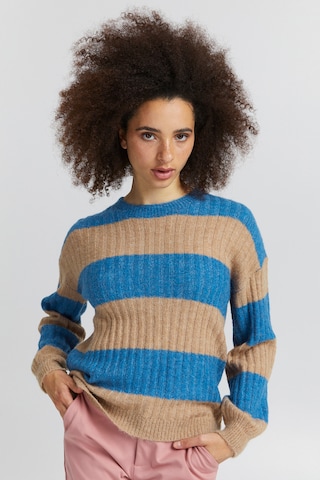 ICHI Strickpullover 'KAMARA' in Blau: predná strana