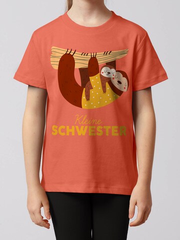 T-Shirt 'Faultier Kleine Schwester' watabout.kids en orange : devant