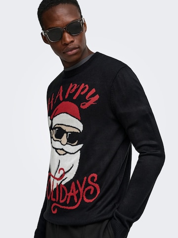 Only & Sons Trui 'ONSX-Mas' in Zwart