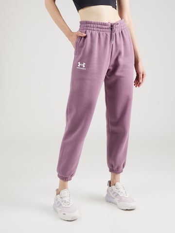 UNDER ARMOUR Tapered Sportsbukser 'Essential' i lilla: forside