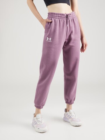 Effilé Pantalon de sport 'Essential' UNDER ARMOUR en violet : devant