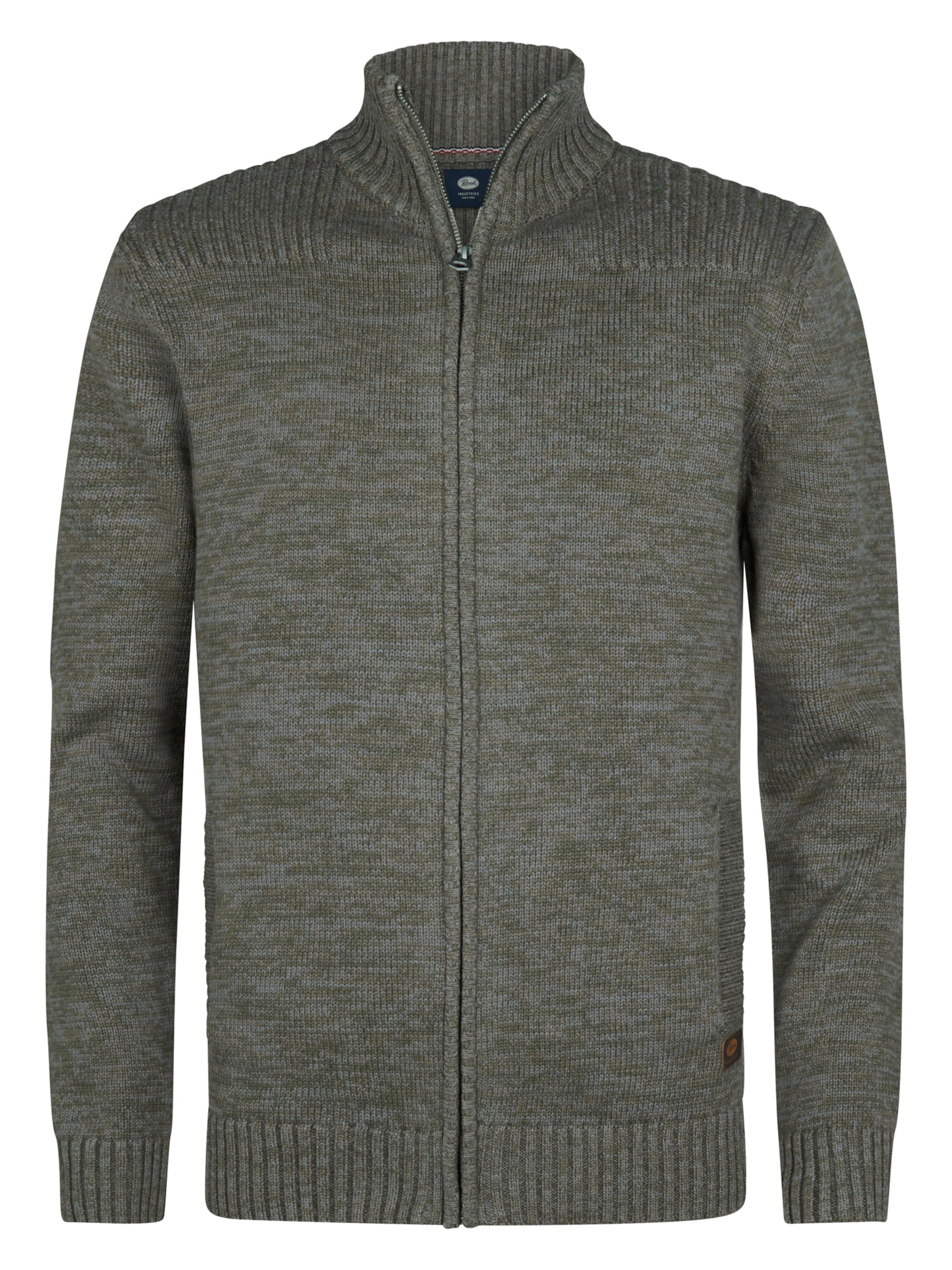 Petrol Industries Knit cardigan 'Sleeping Bear' in Grey: front