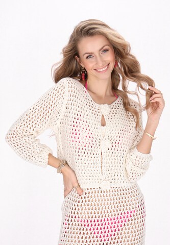 Cardigan 'Boho' IZIA en blanc : devant