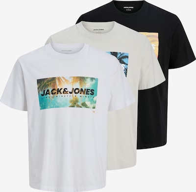 JACK & JONES Majica 'JJINDIANA' veličine XS u svijetlosiva / crna / bijela, Pregled proizvoda