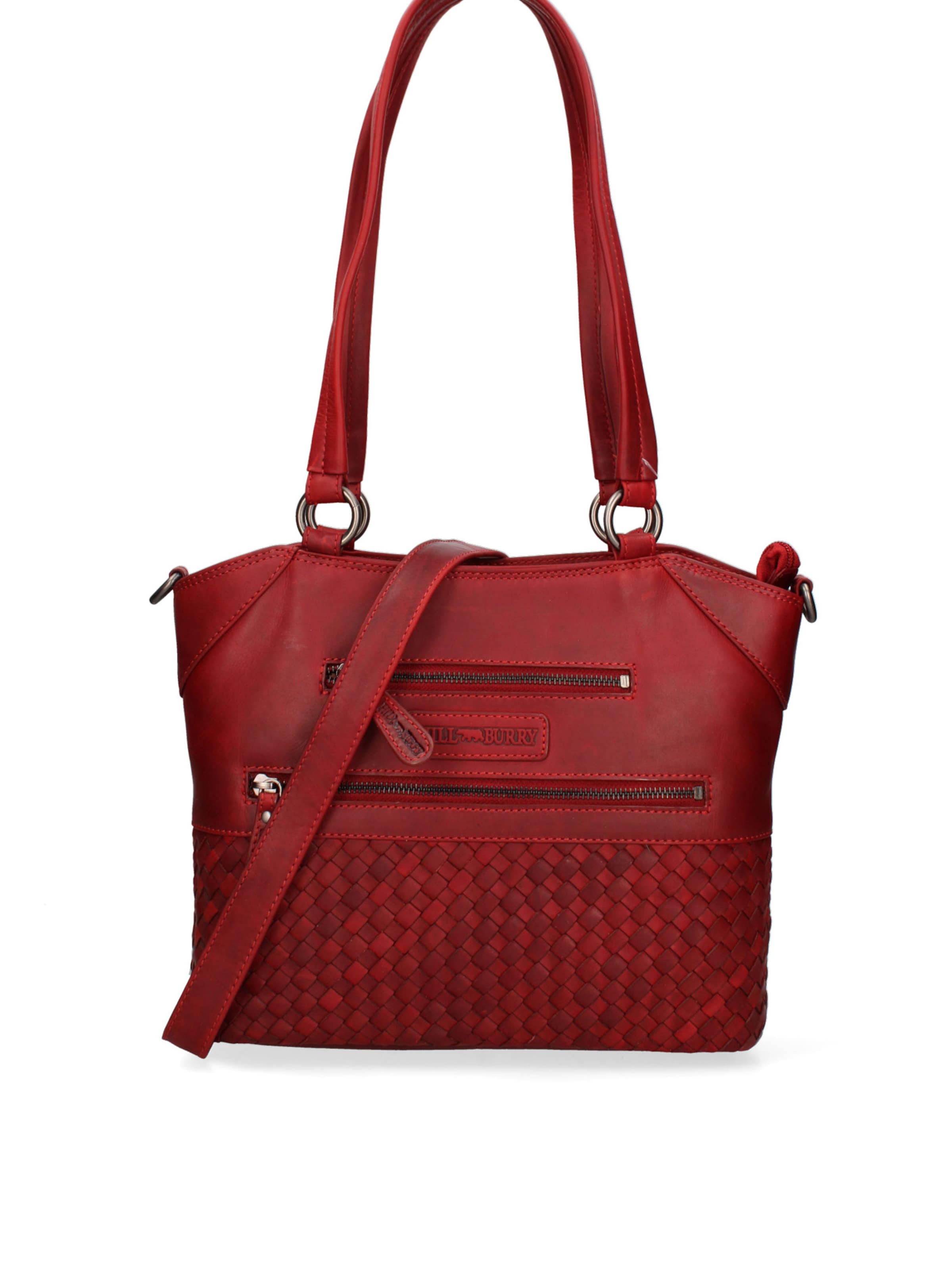 Borsa a spalla 'Borsa a Spalla Uomo Vera Pelle Vitello Ingrassata con Tracolla Regolabile 30x30 cm' di HILL BURRY in rosso