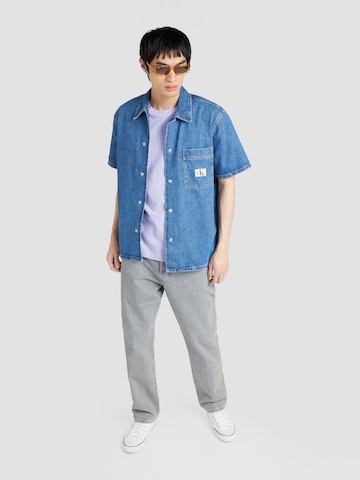 Calvin Klein Jeans Regular fit Button Up Shirt 'CAMP DENIM SHIRT' in Blue
