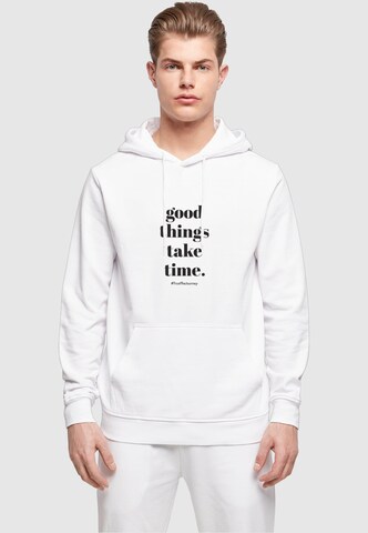 Merchcode Sweatshirt 'Good Things Take Time' in Wit: voorkant