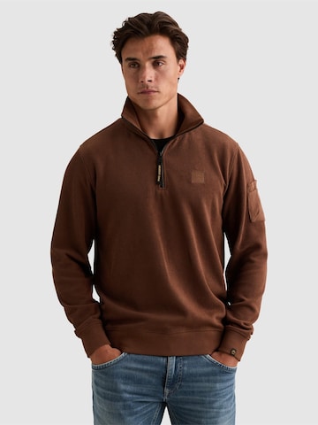 Sweat-shirt 'Sweatshirt with half-zip and flight pocket' PME Legend en marron : devant