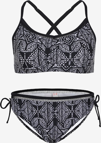 La V Bikini 'Bikini classic met kant detail' in Zwart: voorkant