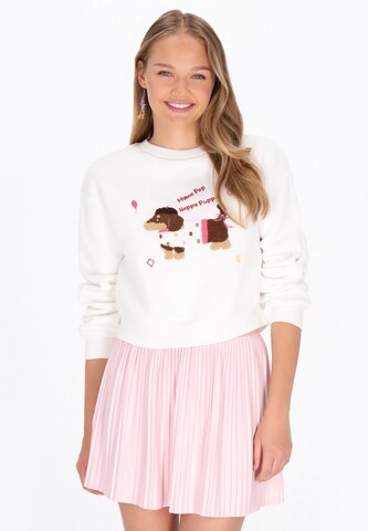 MYMO Sweatshirt 'Pop' in Wit: voorkant