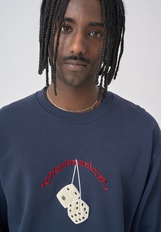 Cleptomanicx Sweatshirt 'Boxy Crewneck Racing' in Blue