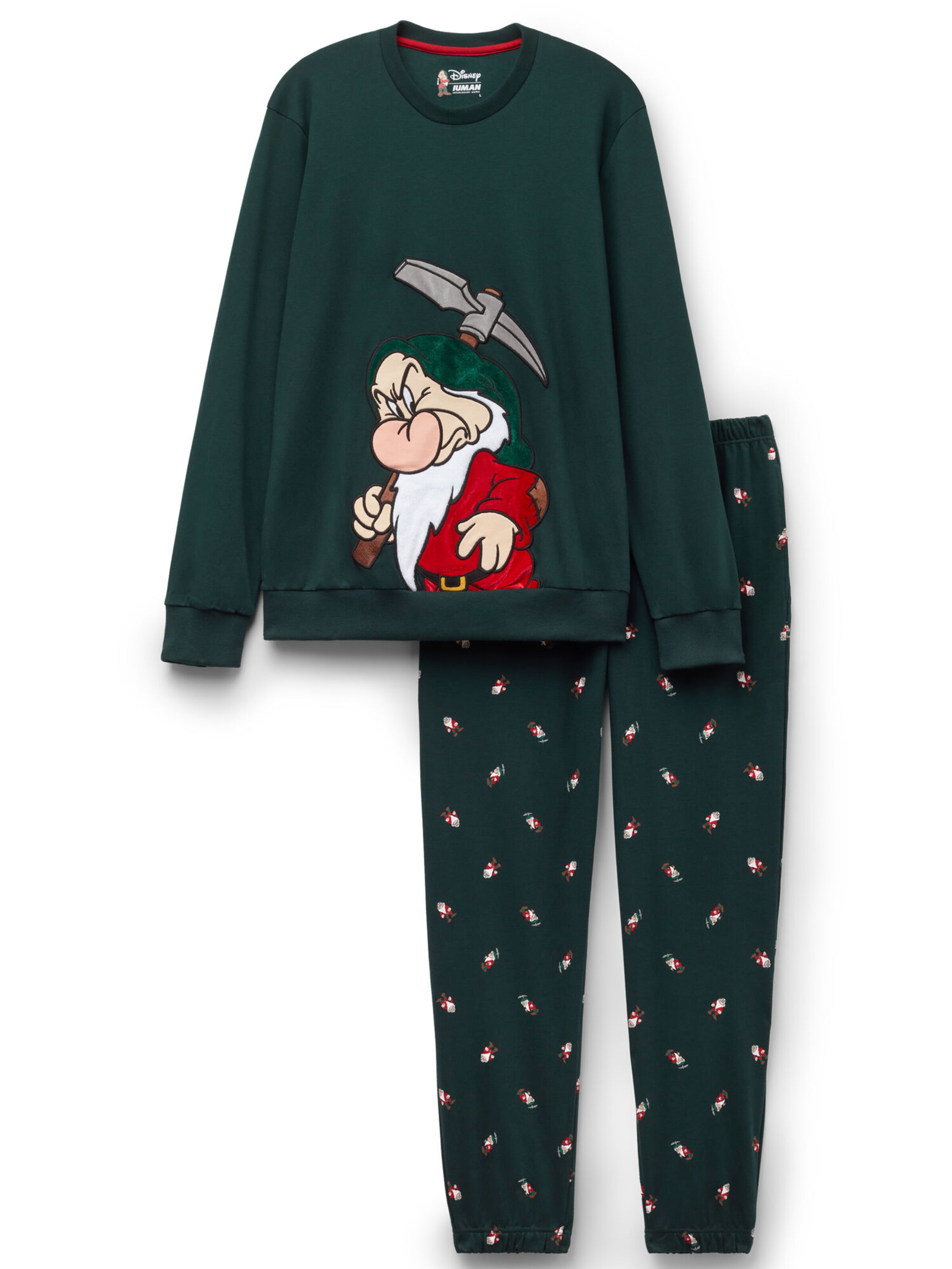 IUMAN Intimissimi Uomo Long Pajamas '©Disney Brontolo' in Green: front