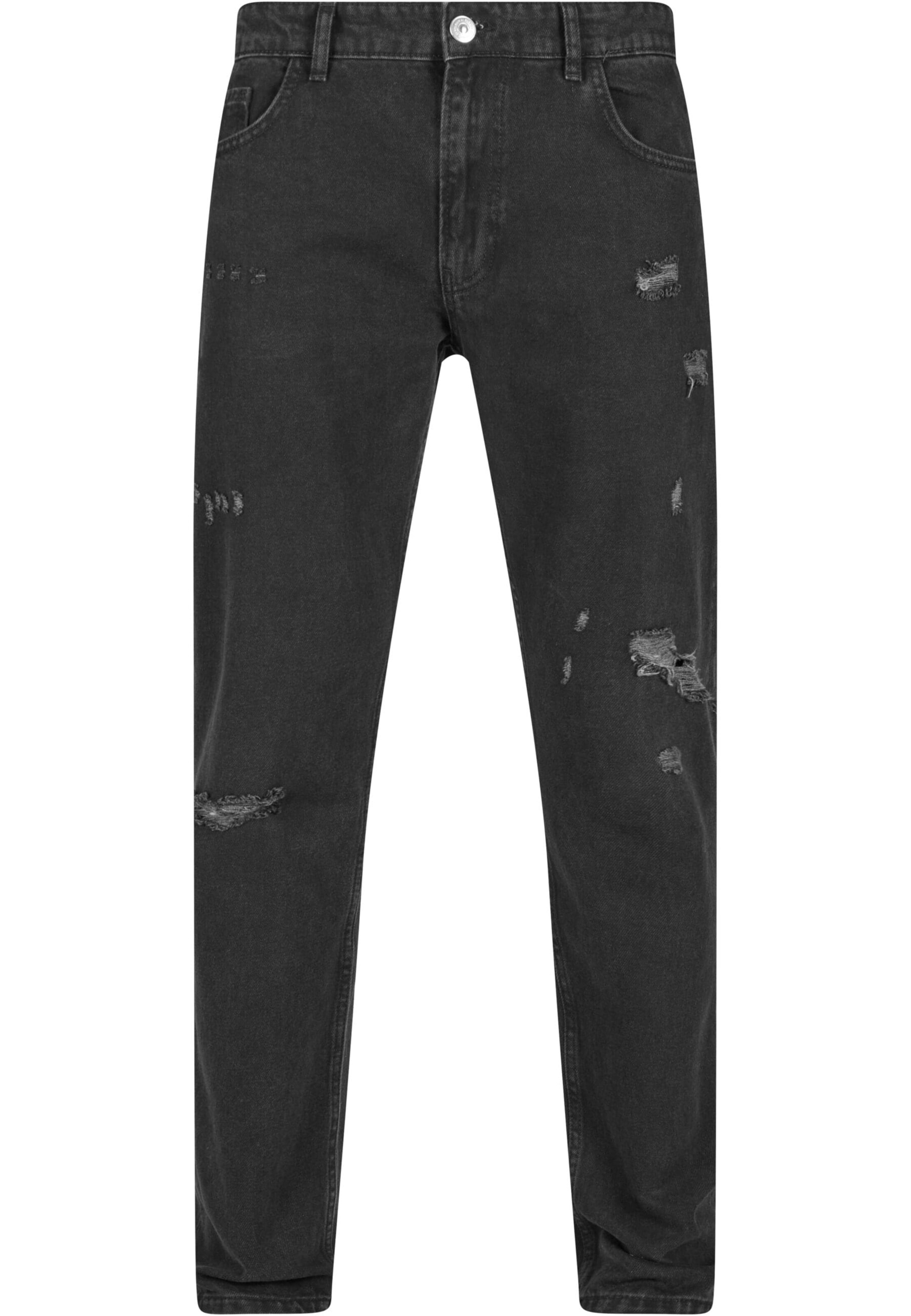 2Y Premium Tapered Jeans in Schwarz: Vorderseite