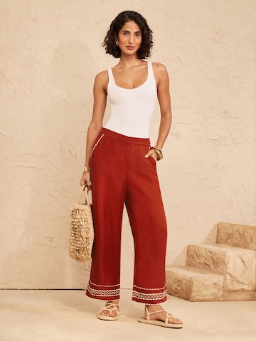 love & roses Wide leg Broek in Rood