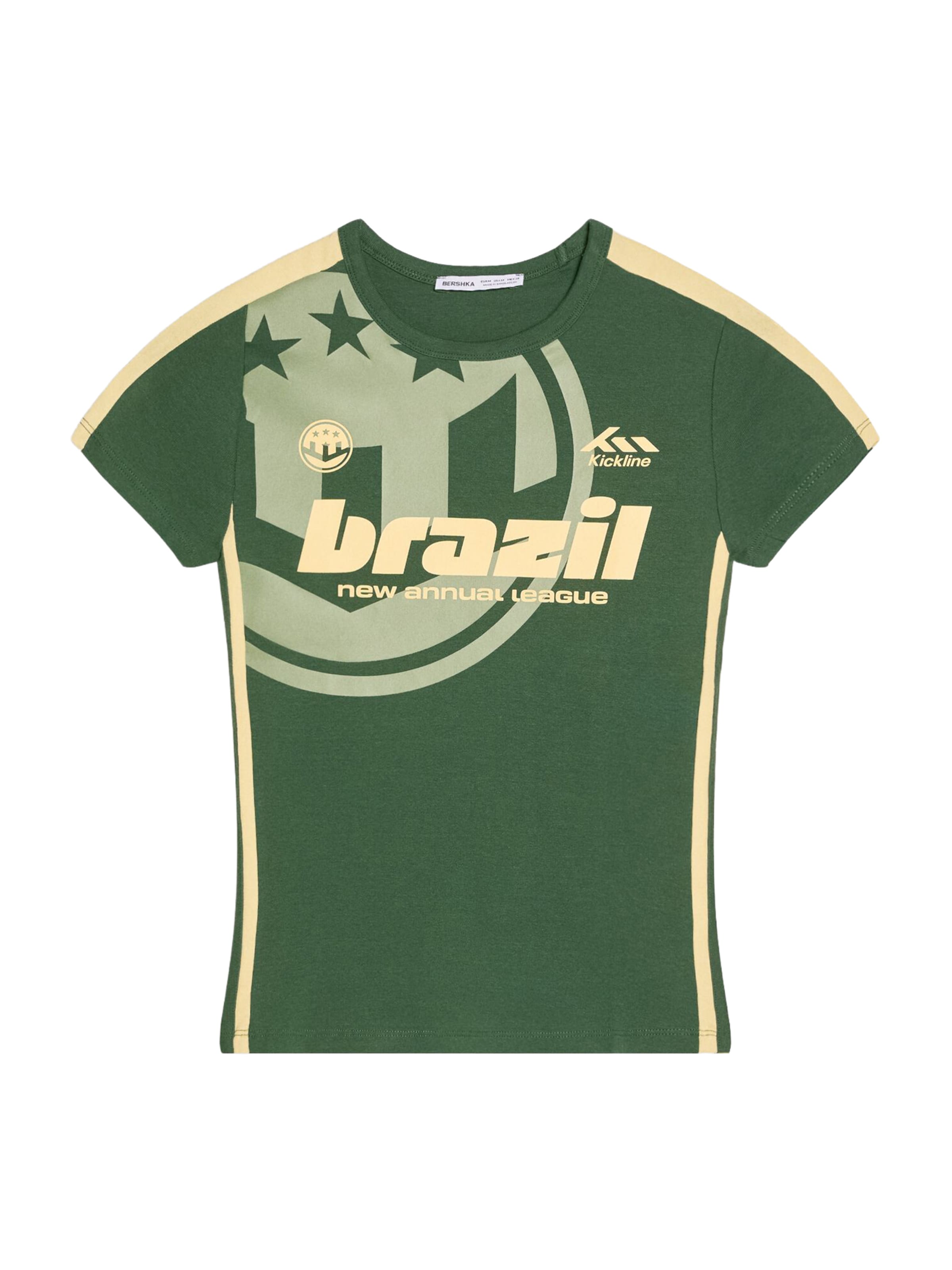 Maglietta Bershka di colore beige / abete / verde pastello, Visualizzazione prodotti