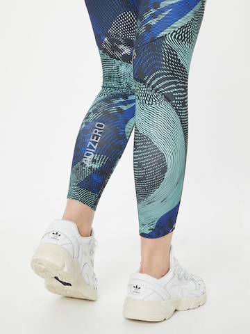 ADIDAS PERFORMANCE Skinny Sporthose 'Adizero Allover Print' in Blau