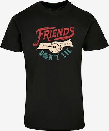 ABSOLUTE CULT Shirt 'Stranger Things - Friends Dont Lie Hands' in Zwart: voorkant