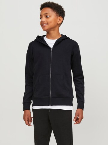 Jack & Jones Junior Zip-Up Hoodie in Black: front