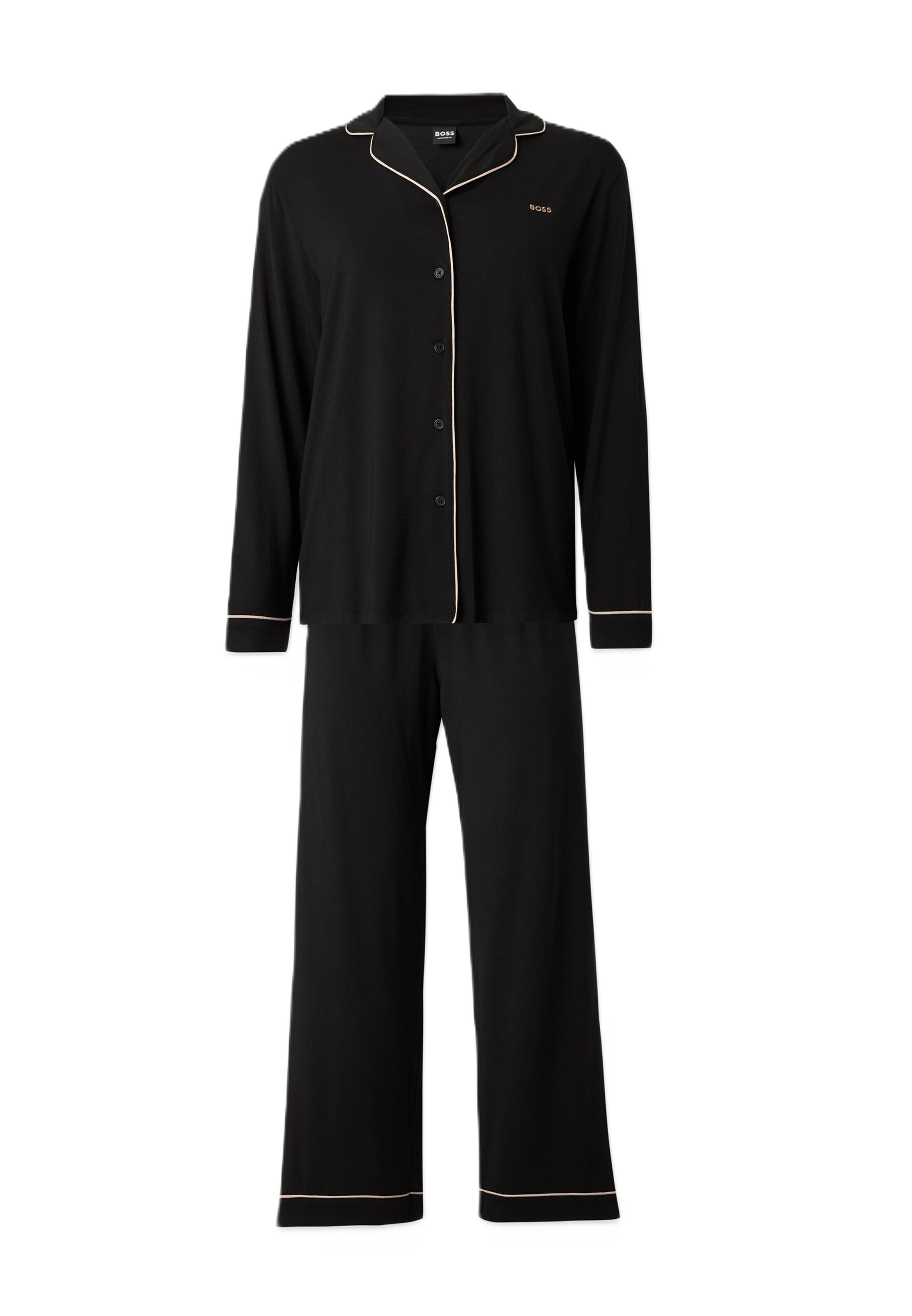 BOSS - Pijama 'Dreamline' em preto: frente