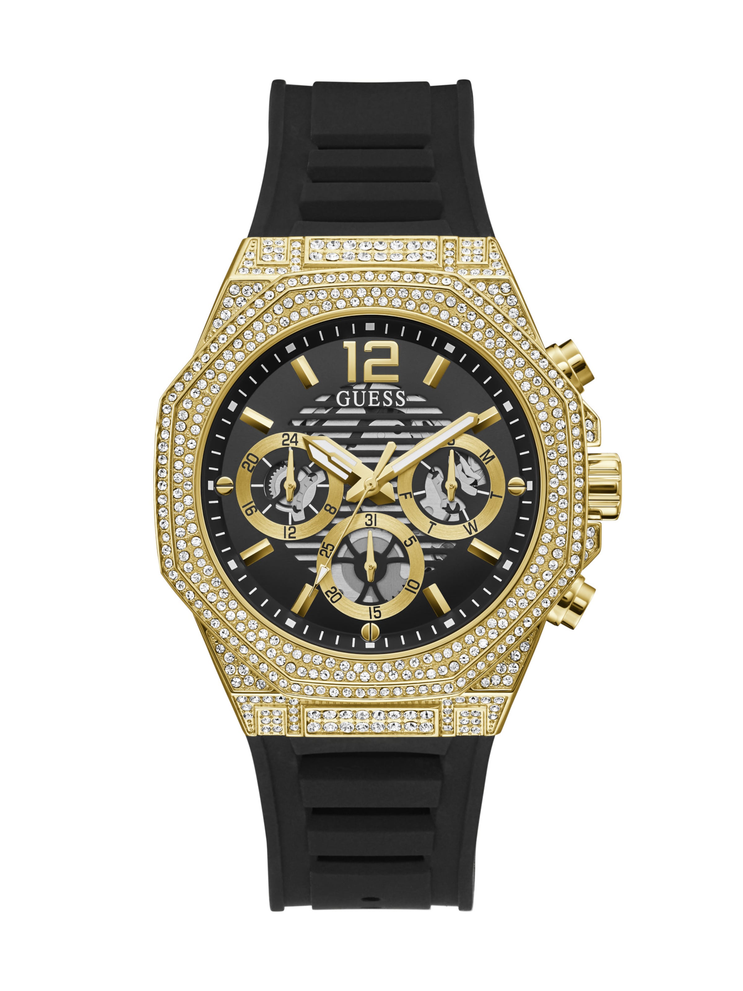 GUESS Analoguhr 'MOMENTUM' in Schwarz: Vorderseite