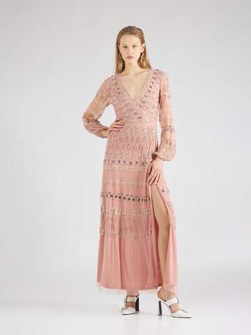 Frock and Frill Evening Dress in Pink
