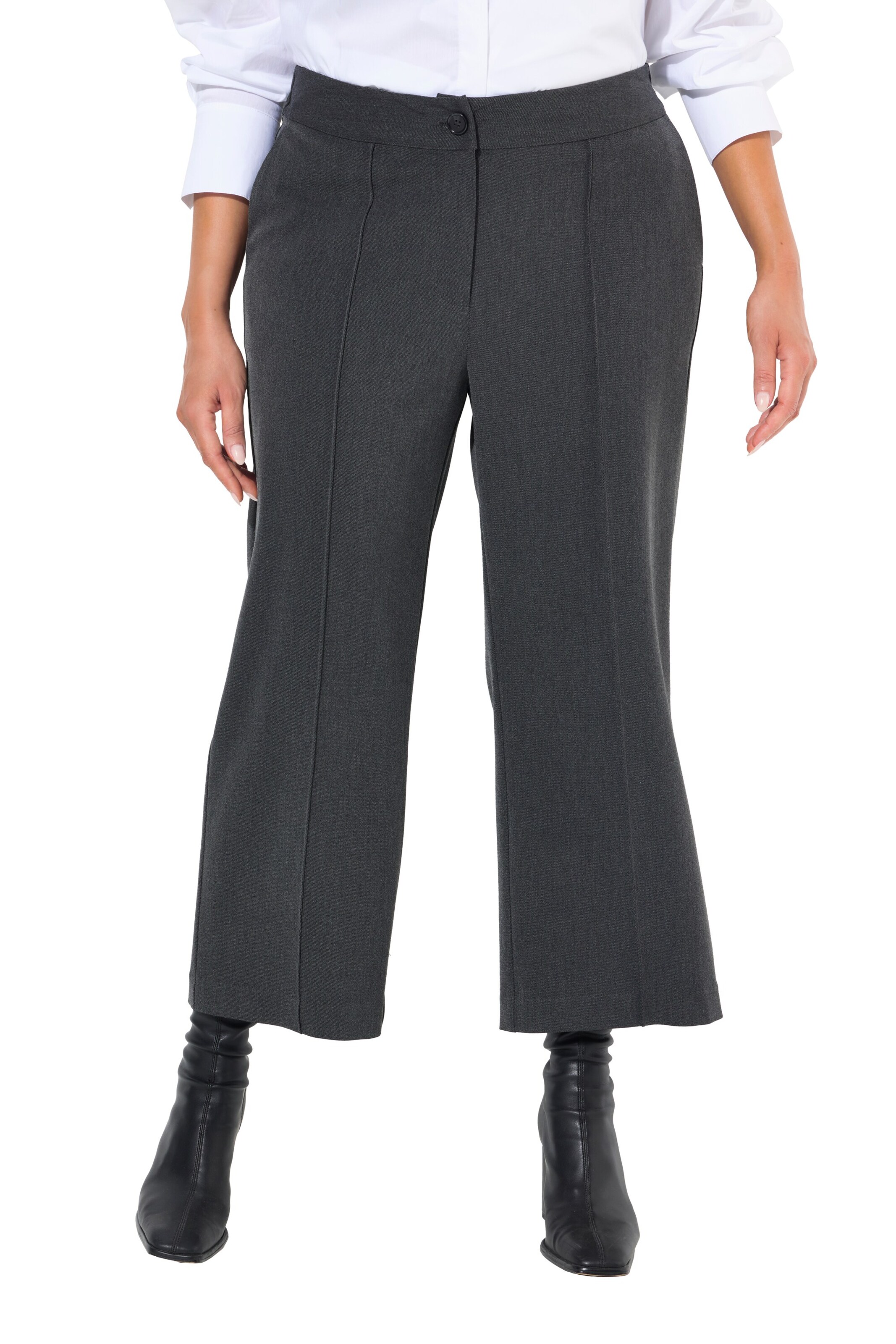 Ulla Popken Boot cut Pleat-Front Pants in Grey: front