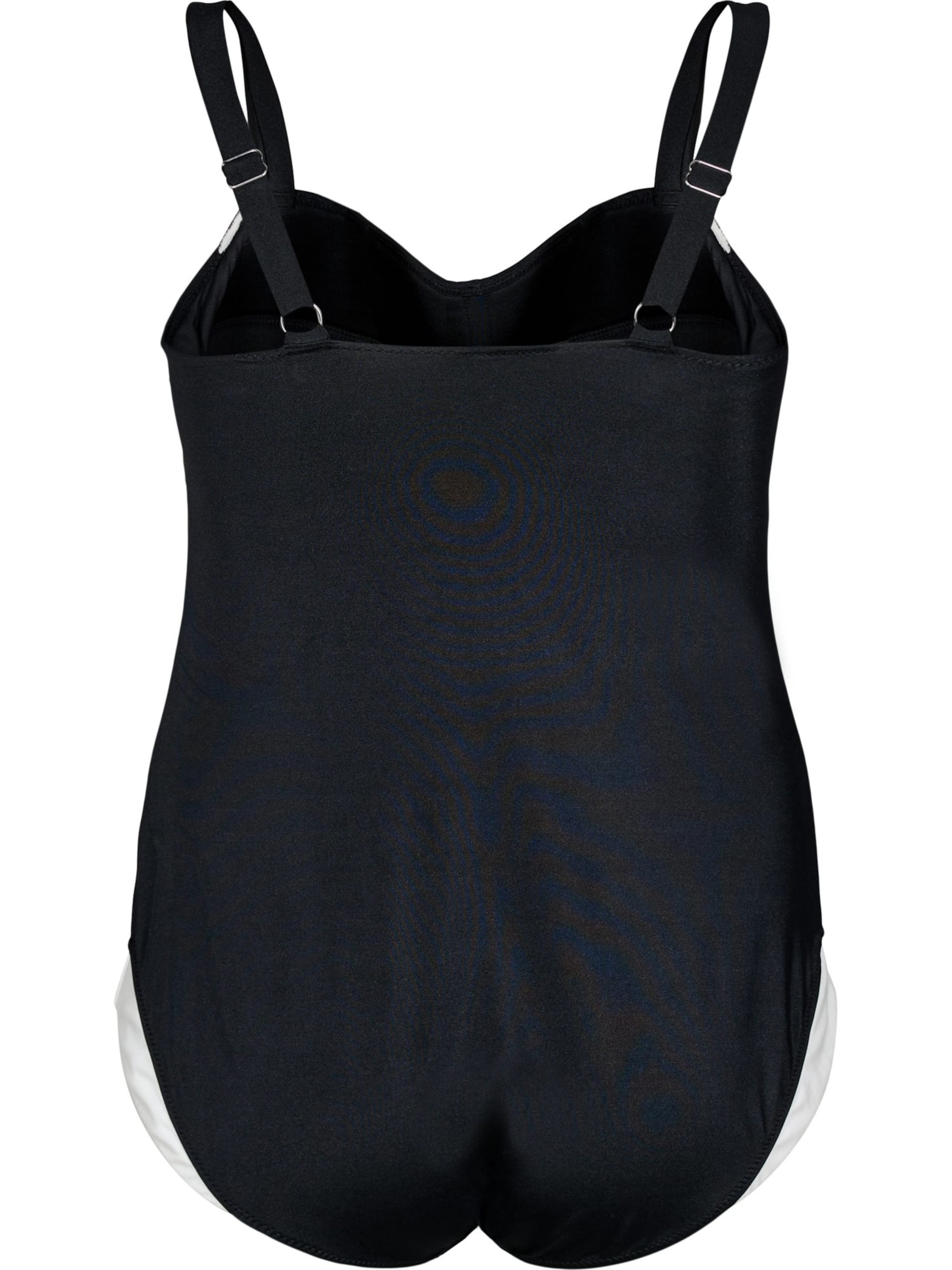 Swim by Zizzi Μπαλκονέ Ολόσωμο μαγιό 'Svera' σε μαύρο