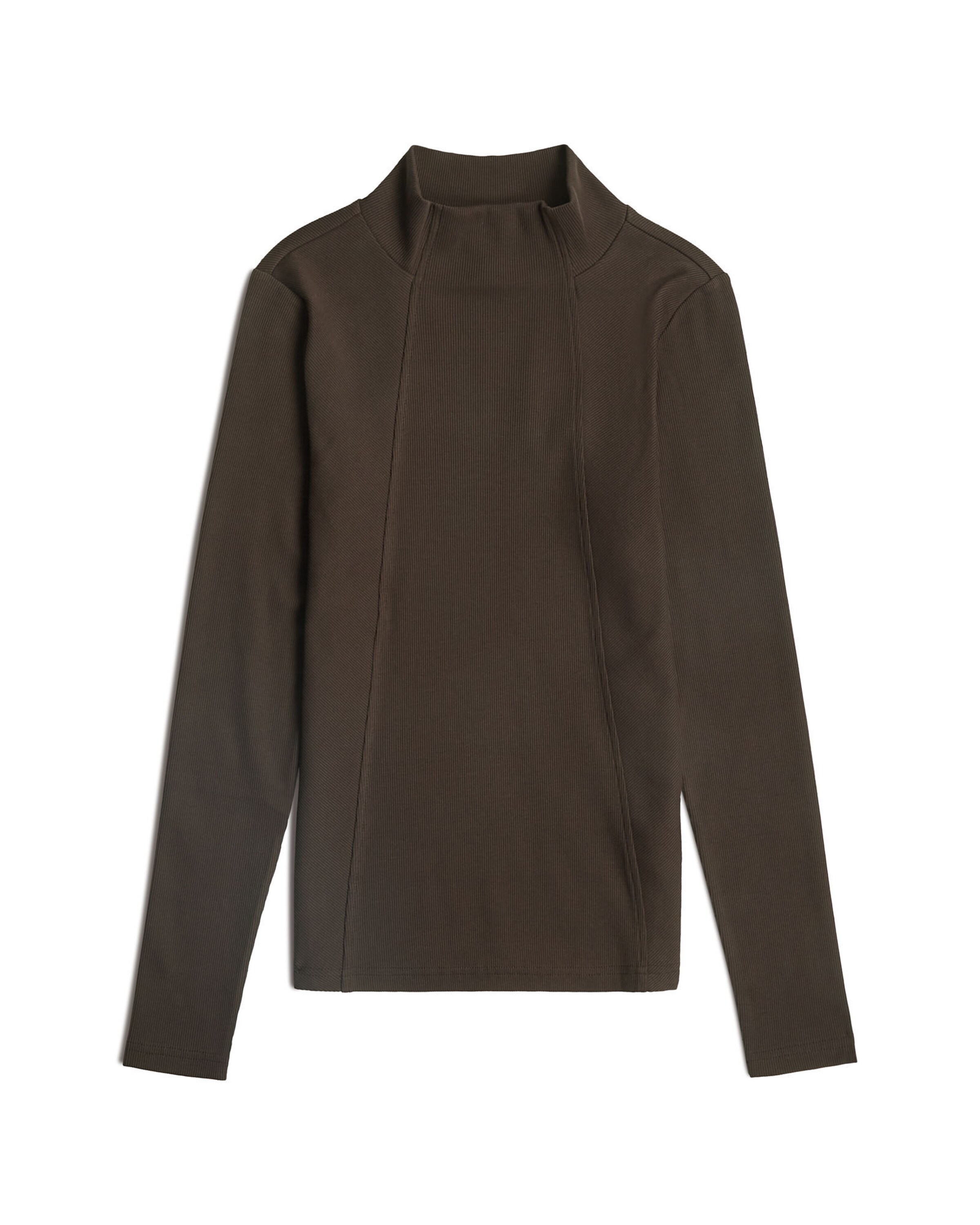 G-STAR Shirt 'A Line Slim Rib Mock' in Bruin: voorkant