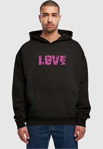 Merchcode Sweatshirt 'Valentines Day - Flowers Love' in Schwarz: predná strana