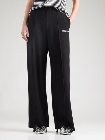 Wide Leg Pantalon 'MILANO' KARL LAGERFELD JEANS en noir : devant