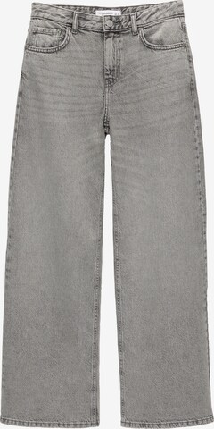 Pull&Bear Wide leg Jeans in Grijs: voorkant