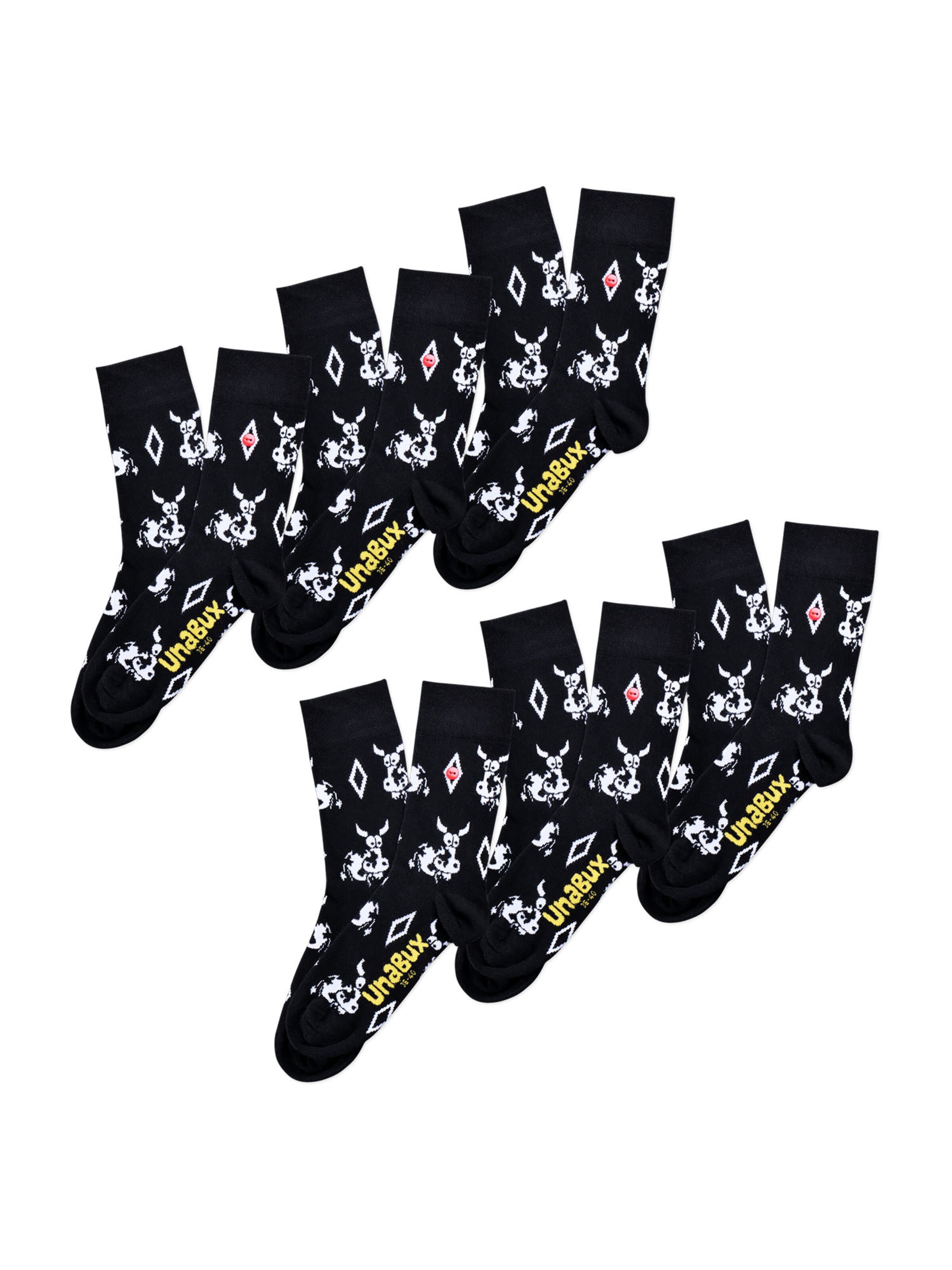 UNABUX Socks ' GRUMBLE IN THE JUNGLE ' in Black: front