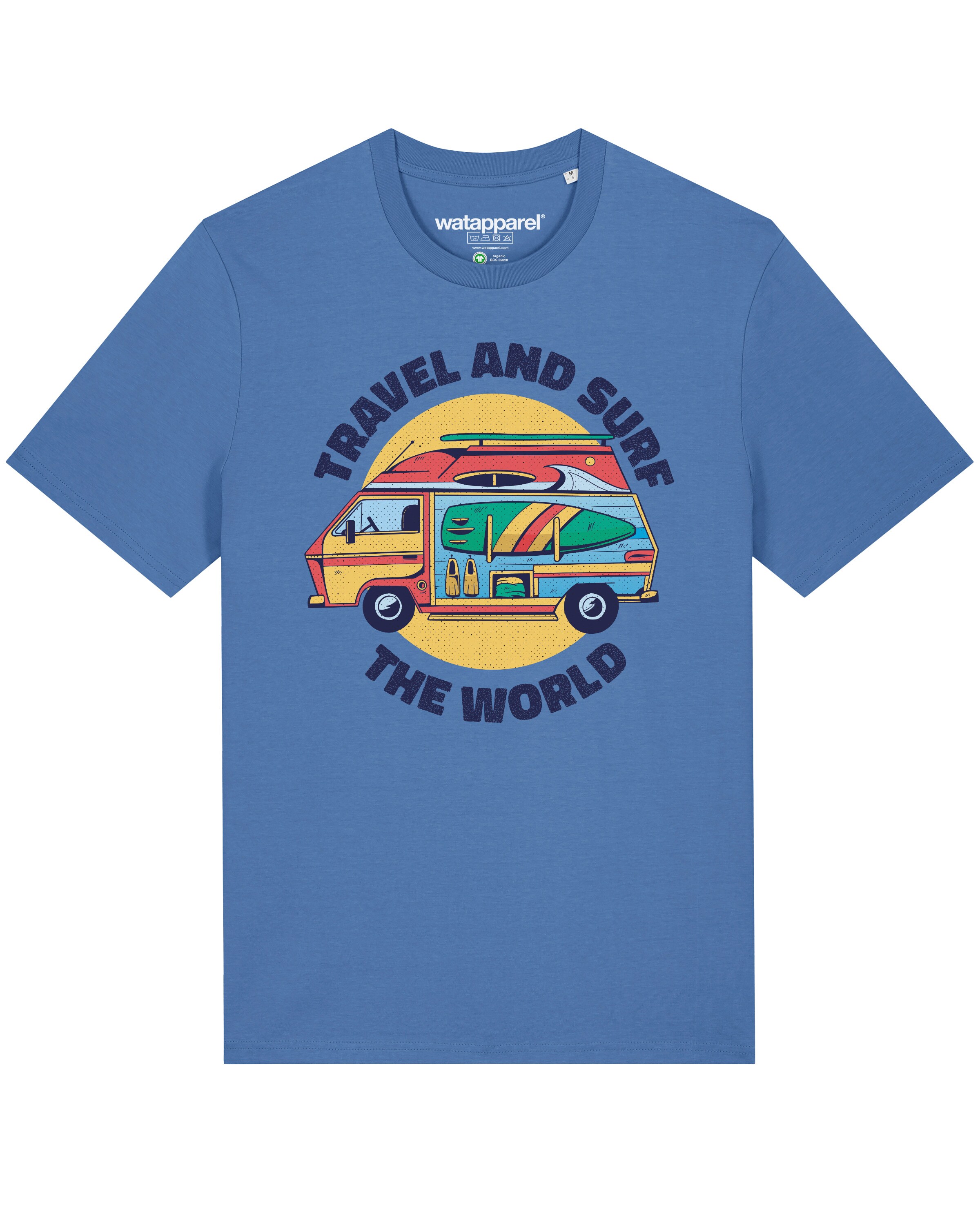 Maglietta ' Travel and surf ' di Watapparel in blu: frontale