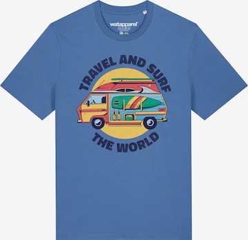 Maglietta ' Travel and surf ' di Watapparel in blu: frontale