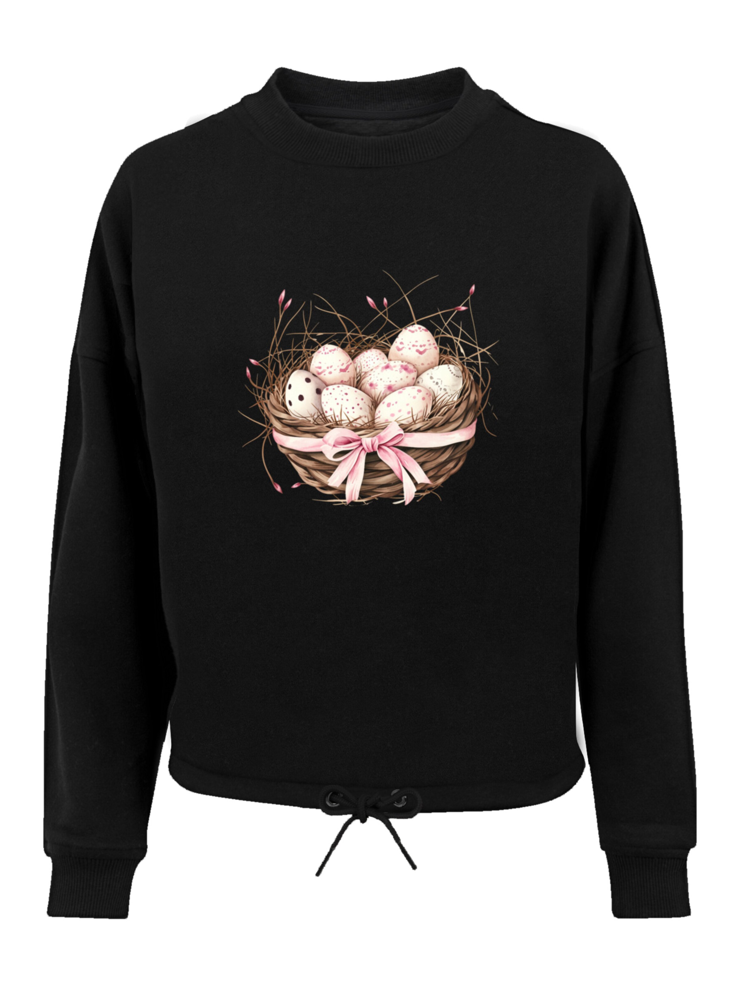 F4NT4STIC Sweatshirt 'Osterei Nest Korb Dekor' in Black: front