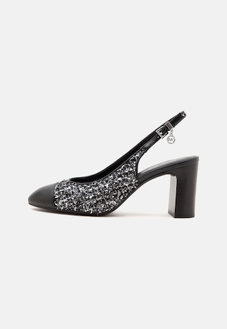 MICHAEL Michael Kors - Sapatos abertos atrás 'PIPER FLEX' em preto: frente